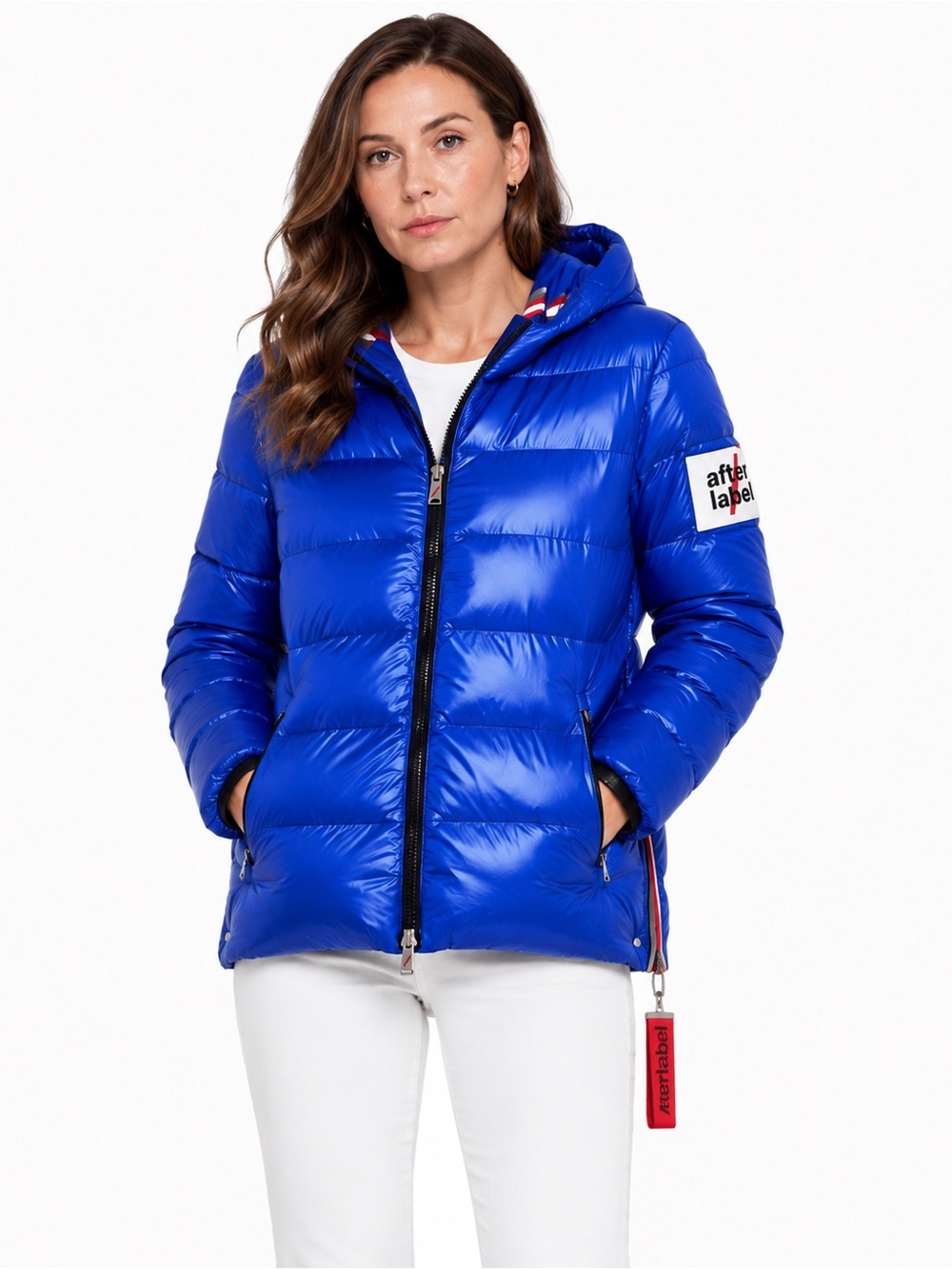 After Label AL111 Royal Blue Hooded Lightweight Down Puffer Jacket Size Medium